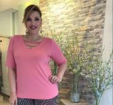 Blusa de Visco  Decote V com Trançado e Argola de Metal