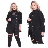 #modaplus  Linda Parka de Sarja Preta