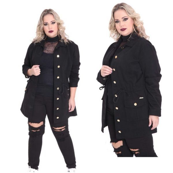 #modaplus Linda Parka de Sarja Preta